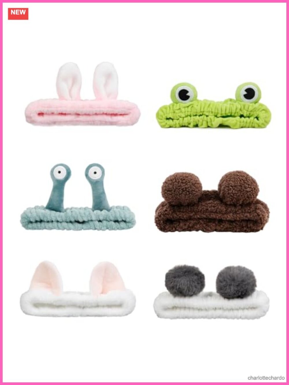 6PCS Animal Ear Spa Headbands Fuzzy Polyester Hair Accessories Skincare